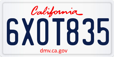 CA license plate 6XOT835