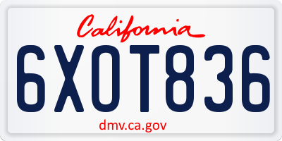 CA license plate 6XOT836