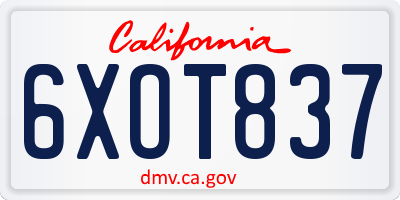 CA license plate 6XOT837
