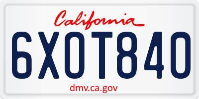 CA license plate 6XOT840