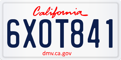 CA license plate 6XOT841
