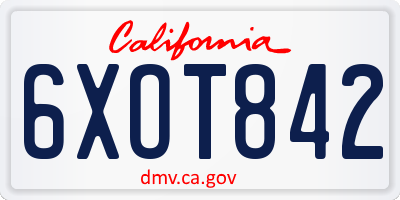 CA license plate 6XOT842