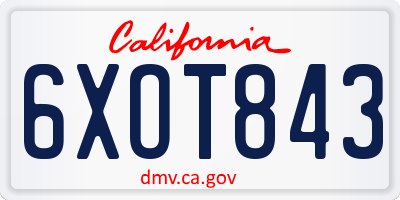 CA license plate 6XOT843