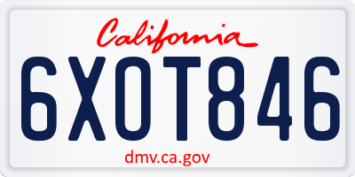 CA license plate 6XOT846