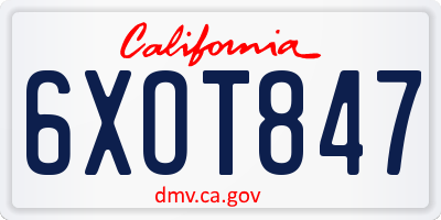 CA license plate 6XOT847