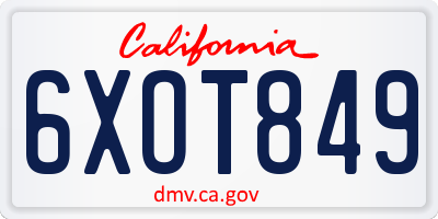 CA license plate 6XOT849