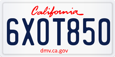 CA license plate 6XOT850