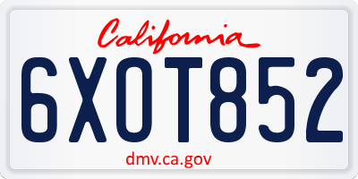 CA license plate 6XOT852
