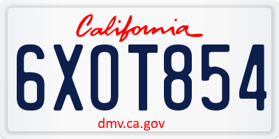 CA license plate 6XOT854