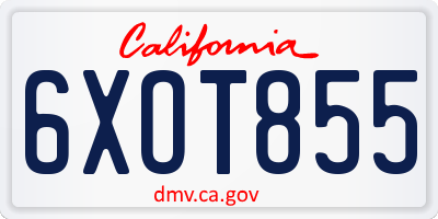 CA license plate 6XOT855