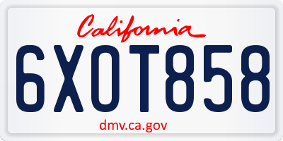 CA license plate 6XOT858
