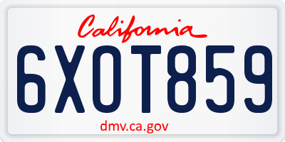 CA license plate 6XOT859