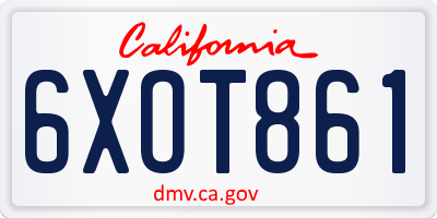 CA license plate 6XOT861