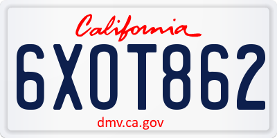 CA license plate 6XOT862
