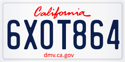 CA license plate 6XOT864