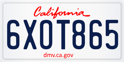 CA license plate 6XOT865