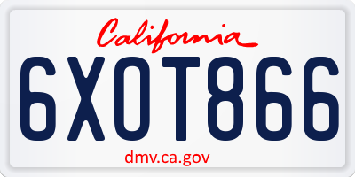 CA license plate 6XOT866