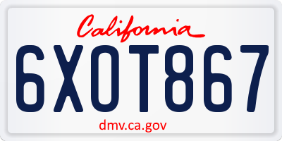 CA license plate 6XOT867