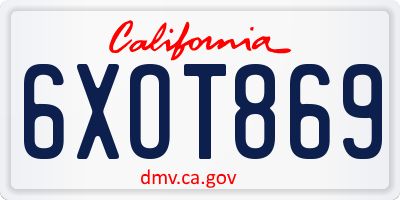 CA license plate 6XOT869