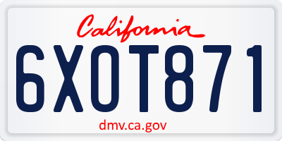 CA license plate 6XOT871