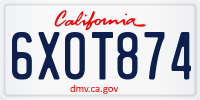 CA license plate 6XOT874