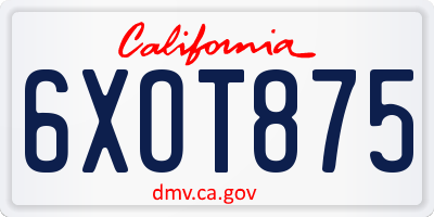 CA license plate 6XOT875