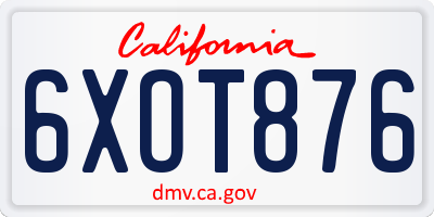 CA license plate 6XOT876