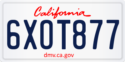 CA license plate 6XOT877