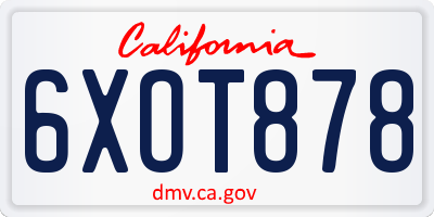 CA license plate 6XOT878