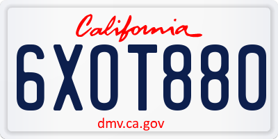 CA license plate 6XOT880