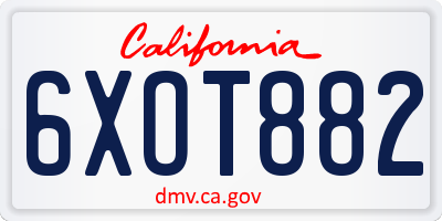 CA license plate 6XOT882