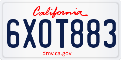 CA license plate 6XOT883