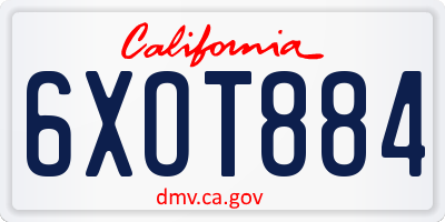 CA license plate 6XOT884
