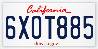 CA license plate 6XOT885