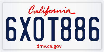 CA license plate 6XOT886