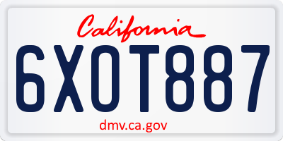 CA license plate 6XOT887