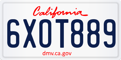 CA license plate 6XOT889