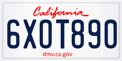 CA license plate 6XOT890