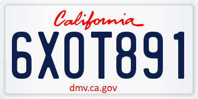 CA license plate 6XOT891