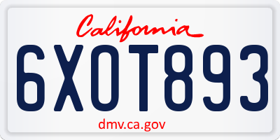 CA license plate 6XOT893