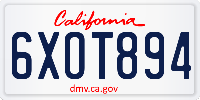 CA license plate 6XOT894
