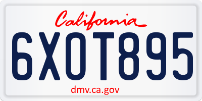 CA license plate 6XOT895