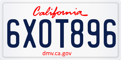 CA license plate 6XOT896