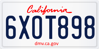 CA license plate 6XOT898