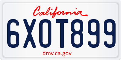 CA license plate 6XOT899
