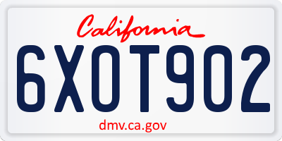 CA license plate 6XOT902