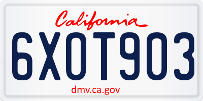 CA license plate 6XOT903