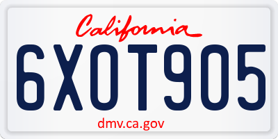 CA license plate 6XOT905