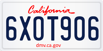 CA license plate 6XOT906