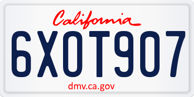 CA license plate 6XOT907